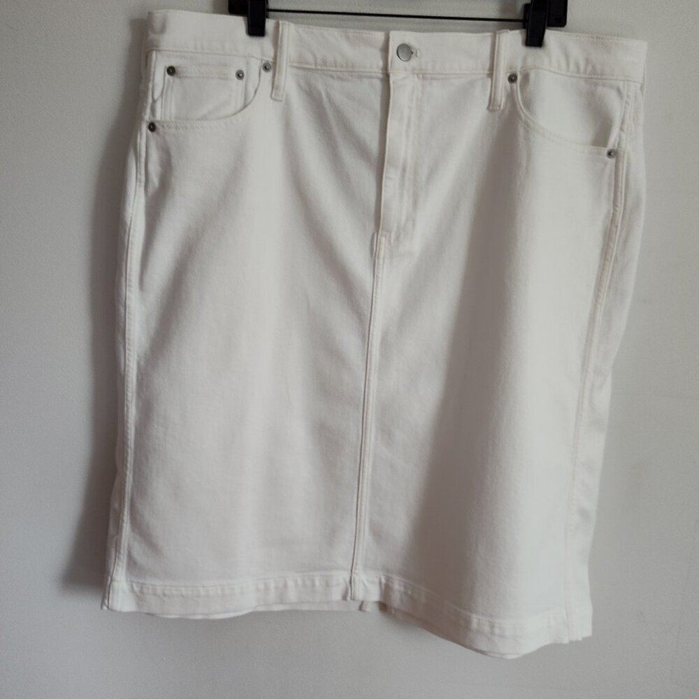 Ladies SZ 20 J Crew Factory White Denim Midi Skirt